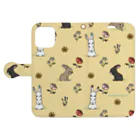 山村遥の朝の庭とうさぎ  Book-Style Smartphone Case:Opened (outside)