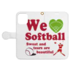 キッズモード某のwe love Softball Book-Style Smartphone Case:Opened (outside)