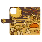 花日和 畳の赤ねこ月と兎 Book-Style Smartphone Case:Opened (outside)