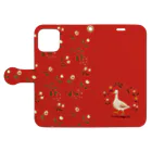 Junko Ogoshi original goodsのかわいいガチョウ（赤）Cute goose（Red） 手帳型スマホケースを開いた場合(外側)