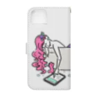 サトウノリコ*の浴室でタブレットを使う人魚【ピンク】 Book-Style Smartphone Case :back