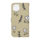 miso shopの花と葉っぱ(ベージュ) Book-Style Smartphone Case :back