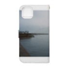 Esseの雨の日の海と白い灯台 Book-Style Smartphone Case :back