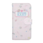 B.A.B.YのPUFF・PUFF・PARTY! / BABY PINK 柄（文字あり） Book-Style Smartphone Case