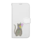 アトリエ猫田：猫田アスカの花束を抱える子 Book-Style Smartphone Case