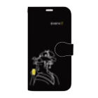 ビールとアート TM-3 Designの名画 × BEER（浮世絵男女）白線画-ブラック Book-Style Smartphone Case