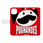 BEACSのPUGNANDES2022_Red 手帳型スマホケースを開いた場合(外側)