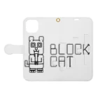 Rabbithumanaspetsの#BLOCKCAT（黒） 手帳型スマホケースを開いた場合(外側)