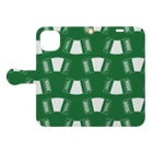 杜の魚のアコーディオン（緑） Book-Style Smartphone Case:Opened (outside)