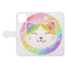 前田悠花｜イラストレーターの★にじいろ猫★ 手帳型スマホケースを開いた場合(外側)