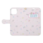 B.A.B.YのPUFF・PUFF・PARTY! / BABY PINK 柄（文字あり） Book-Style Smartphone Case:Opened (outside)