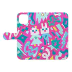 🆁🅸🆁🅸 ​+ ​🆁🅰🆁🅰 @NFTのKitty and Bunny Book-Style Smartphone Case:Opened (outside)