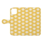 ミニマムユニヴァース@SUZURIのデビねこくん 手帳型スマホケース イエロー Book-Style Smartphone Case:Opened (outside)