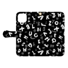 親子設計 CHIiKu MOJi『知育文字』のアルファベット/モノトーン総柄 Book-Style Smartphone Case:Opened (outside)