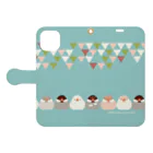 ひよこのもり工房の文鳥フラッグ（手帳ケース用） Book-Style Smartphone Case:Opened (outside)