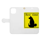 いっぷく処 てんてんのもっちり柴シルエット１(Rest time) Book-Style Smartphone Case:Opened (outside)