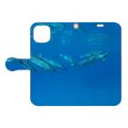 kazenomichi＋のハワイの青い海とイルカ Book-Style Smartphone Case:Opened (outside)