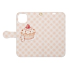 ＊momochy shop＊のカップケーキとうさぎ(おおきい) Book-Style Smartphone Case:Opened (outside)