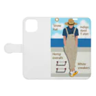 キッズモード某の海と麦わら帽の青年 Book-Style Smartphone Case:Opened (outside)