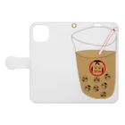 sweets  Cafe - わーじょんのこけしタピオカ Book-Style Smartphone Case:Opened (outside)