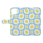 tettetextileのmukuhati pattern_wa.lightblue Book-Style Smartphone Case:Opened (outside)