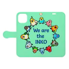 紅型キジムナー工房・コトリンチュのWe are the INKO・アクアグリーン 手帳型スマホケースを開いた場合(外側)