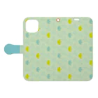 ゆかいないきものの北欧柄　青い鳥 Book-Style Smartphone Case:Opened (outside)