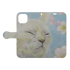 理絵のねこ ぬくぬく Book-Style Smartphone Case:Opened (outside)