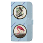 アニマル四字熟語の野鳥保護　手帳型スマホケース　blue「Bird conservation」 Book-Style Smartphone Case