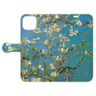 世界の名画館 SHOPのゴッホ「花咲くアーモンドの木の枝」 手帳型スマホケースを開いた場合(外側)