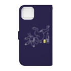 TM-3 Designの名画 × BEER（鳥獣戯画）白線画-紫 Book-Style Smartphone Case :back