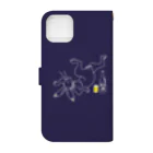 ビールとアート TM-3 Designの名画 × BEER（鳥獣戯画）白線画-紫 Book-Style Smartphone Case :back