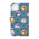 yuki_acarajeの猫は液体-ブルー Book-Style Smartphone Case :back