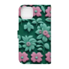 _Anzuの3D 花々 Green Book-Style Smartphone Case :back