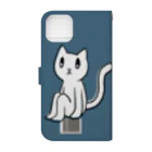 目が縦のねこのゆううつ猫さん（ブルー） Book-Style Smartphone Case :back