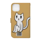 目が縦のねこのゆううつ猫さん（イエロー） Book-Style Smartphone Case :back