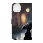 ANSの黒猫ちゃんの雨宿り Book-Style Smartphone Case :back