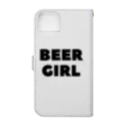 BEERのビールガール_黒字(透過) Book-Style Smartphone Case :back