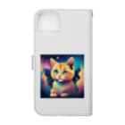 猫の憩い場の夜空を見つめる猫 Book-Style Smartphone Case :back