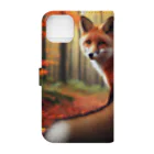 終わらない夢🌈の秋の森のキツネ🦊 Book-Style Smartphone Case :back