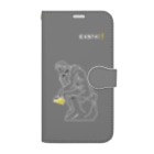 TM-3 Designの彫刻 × BEER（考える人）白線画-グレー Book-Style Smartphone Case