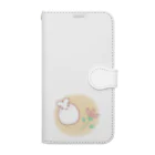 ♬もこもこほわほわeimyのおみせ♡のお花とうさぎもち。 Book-Style Smartphone Case