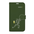 TM-3 Designの名画 × BEER（鳥獣戯画）白線画-緑 Book-Style Smartphone Case