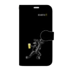 TM-3 Designの名画 × BEER（鳥獣戯画）白線画-黒 Book-Style Smartphone Case