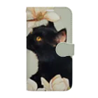 おちょぴの白木蓮と黒猫 Book-Style Smartphone Case