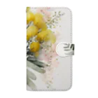 botanicalartAIの水彩画のミモザ Book-Style Smartphone Case