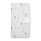 sugar pastelのふんわり青い花〜水彩画〜 Book-Style Smartphone Case