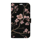 _AnzuのSakura　×　黒 手帳型スマホケース