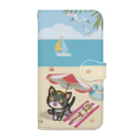 にこねこ【保護猫の保育園】のぴーたん海水浴手帳型スマホケース Book-Style Smartphone Case