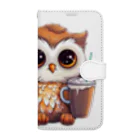 Vasetti_pressのフクロウとコーヒー Book-Style Smartphone Case